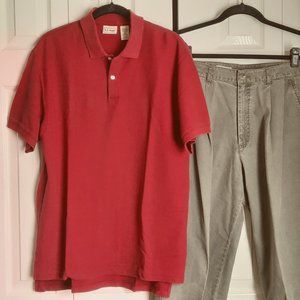 Men's L.L. Bean Burgundy Red Cotton Polo Shirt Size Medium